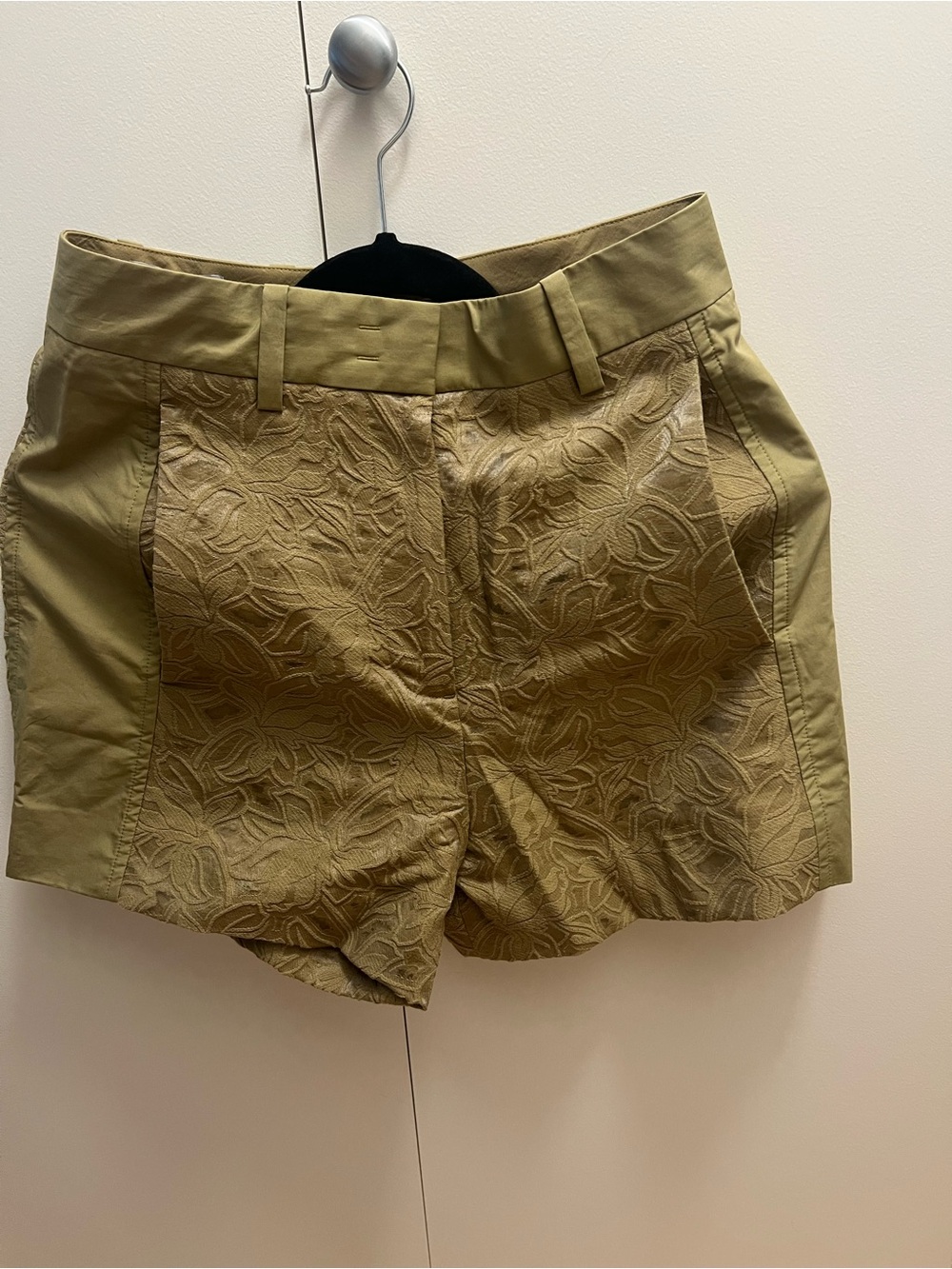 COS Olive Textured High-Rise Shorts